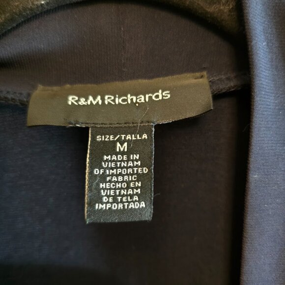 R&M RICHARDS WOMENS SHEER NAVY BLUE KIMONO CARDIGAN SPARKLE TRIM SIZE MEDIUM - Picture 2 of 10